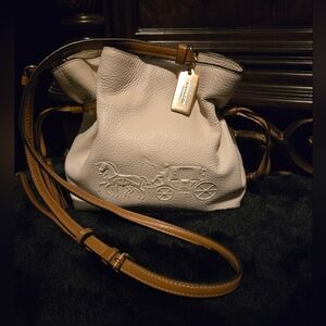 Coach Andy Crossbody Horse And Carriage Cream and Tan Leather Women's Bag